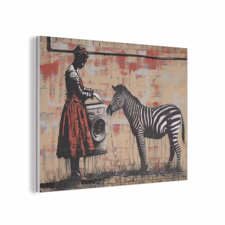 Street art - Zebra - Vrouw - Dieren - Graffiti - Banksy PET vilt klein -3d