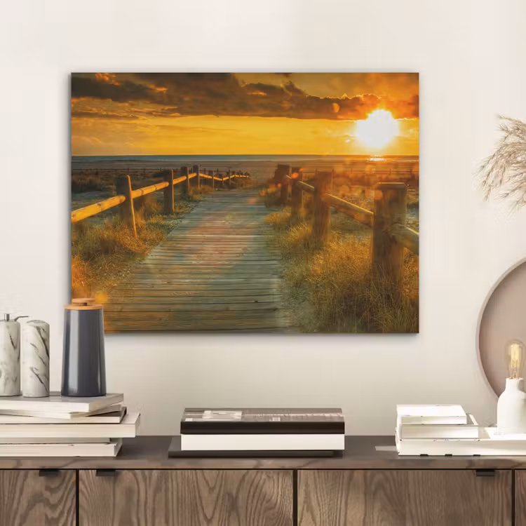 Zon - Strand - Duin - Horizon - Gras - Pad - Oranje PET vilt klein -sfeer1