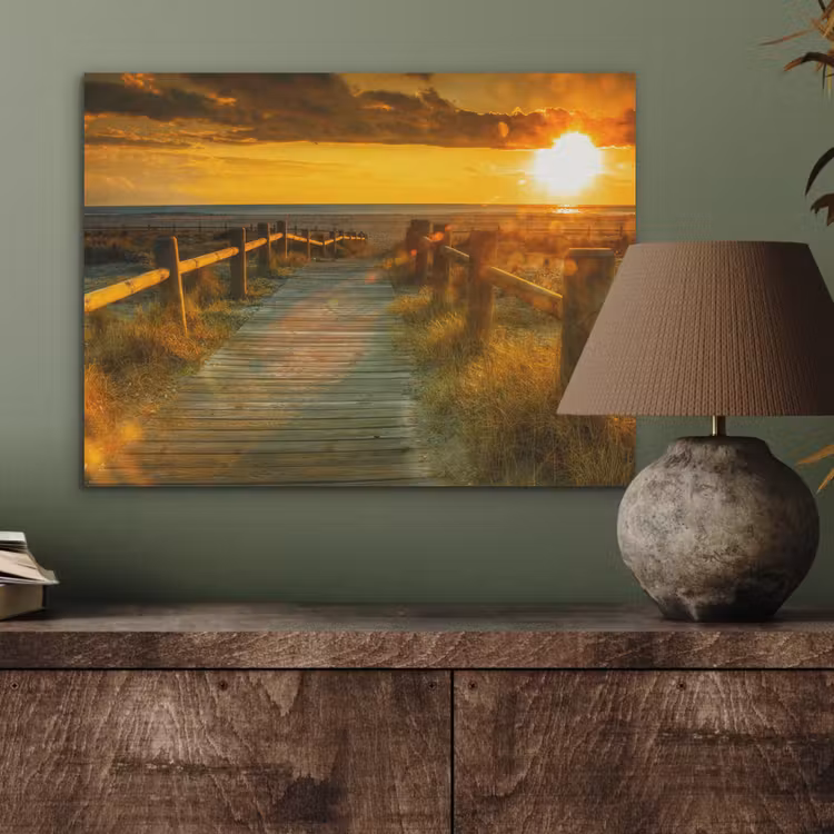 Zon - Strand - Duin - Horizon - Gras - Pad - Oranje PET vilt klein -sfeer2