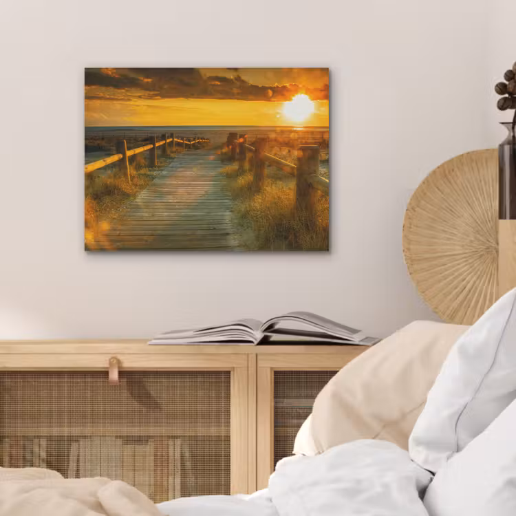 Zon - Strand - Duin - Horizon - Gras - Pad - Oranje PET vilt klein -sfeer3
