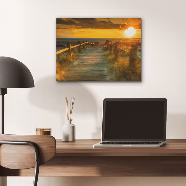 Zon - Strand - Duin - Horizon - Gras - Pad - Oranje PET vilt klein -sfeer5