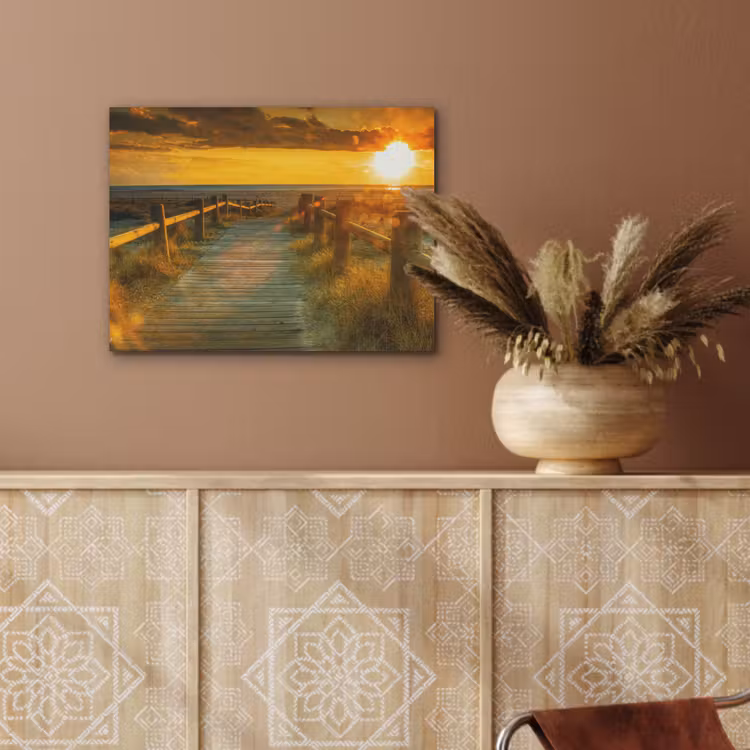 Zon - Strand - Duin - Horizon - Gras - Pad - Oranje PET vilt klein -sfeer4