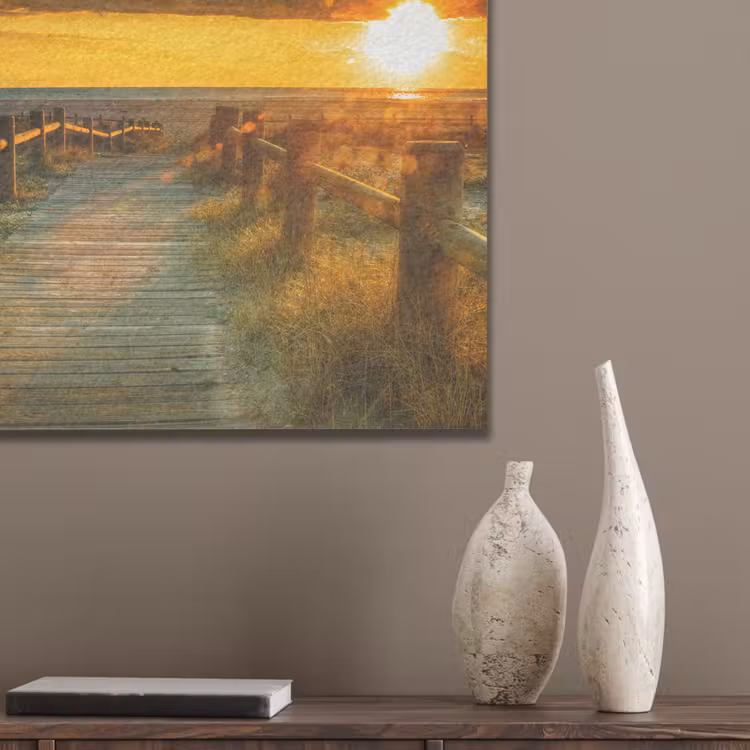 Zon - Strand - Duin - Horizon - Gras - Pad - Oranje PET vilt klein -sfeer6_closeup