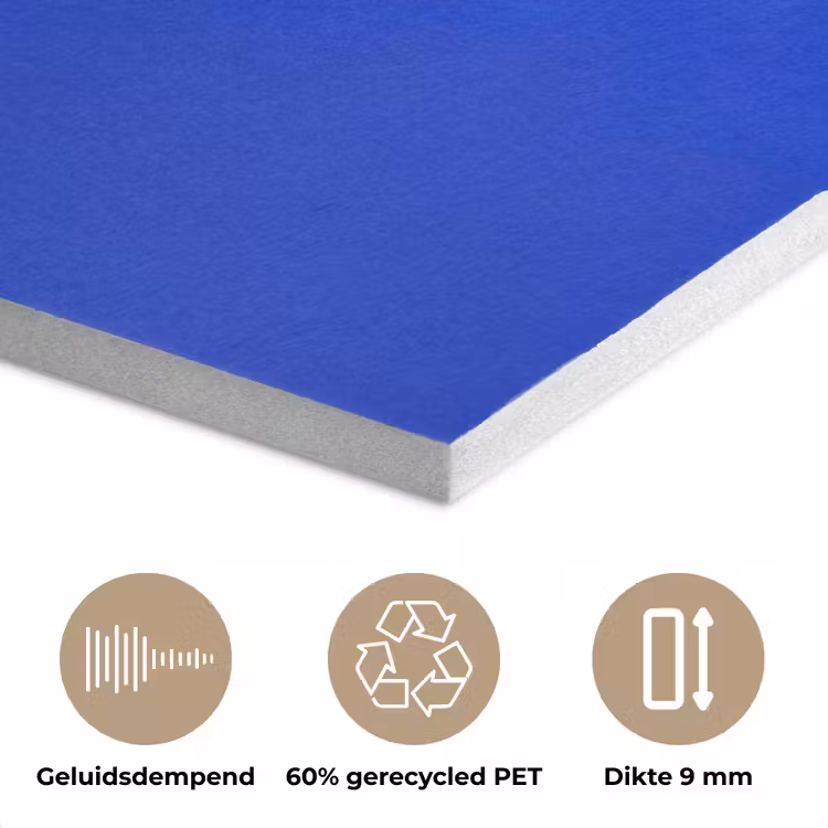 Zon - Gezicht - Penseelstructuur - Blauw PET vilt klein -closeup_NL