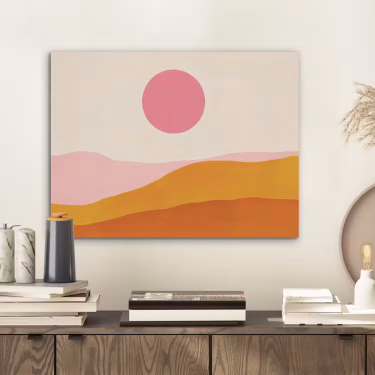 Zon - Heuvels - Abstract - Roze PET vilt klein -sfeer1