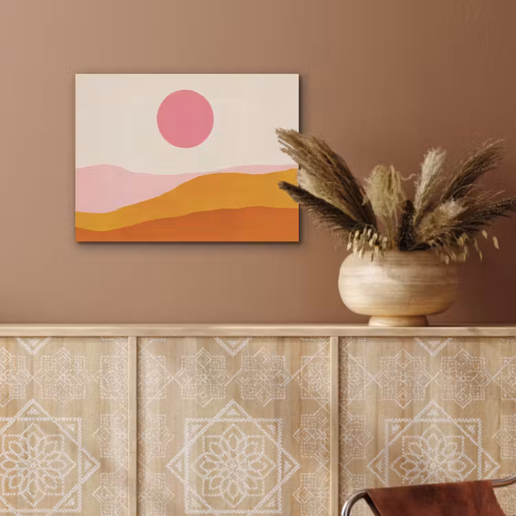 Zon - Heuvels - Abstract - Roze PET vilt klein -sfeer4