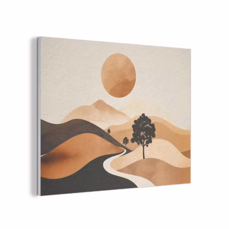 Zon - Heuvels - Boom - Abstract PET vilt klein -3d