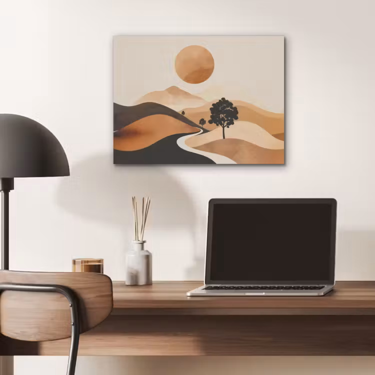 Zon - Heuvels - Boom - Abstract PET vilt klein -sfeer5