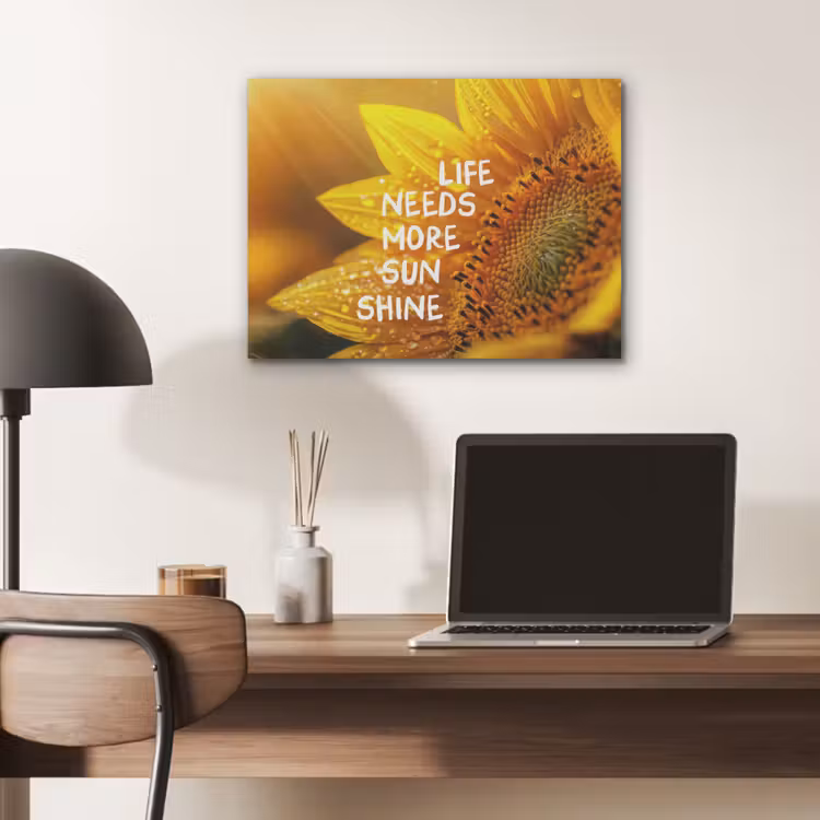 Zonnebloem - Close up - Geel - Quote PET vilt klein -sfeer5