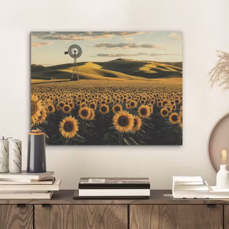 Zonnebloem - Veld - Windmolen PET vilt klein -sfeer1