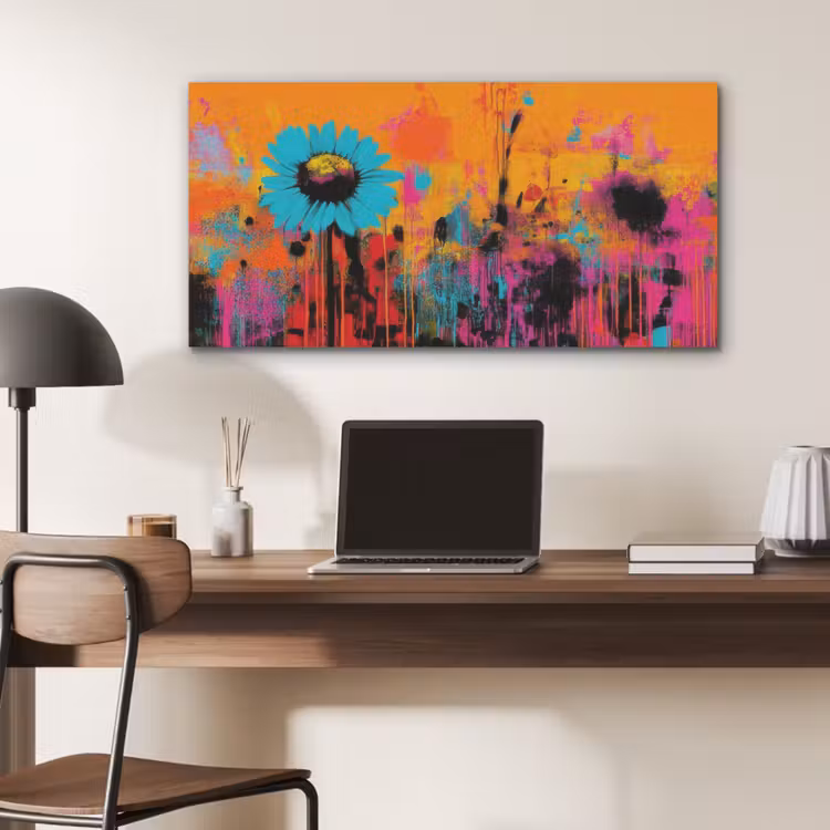 Zonnebloemen - Abstract - Oranje PET vilt middel -sfeer5