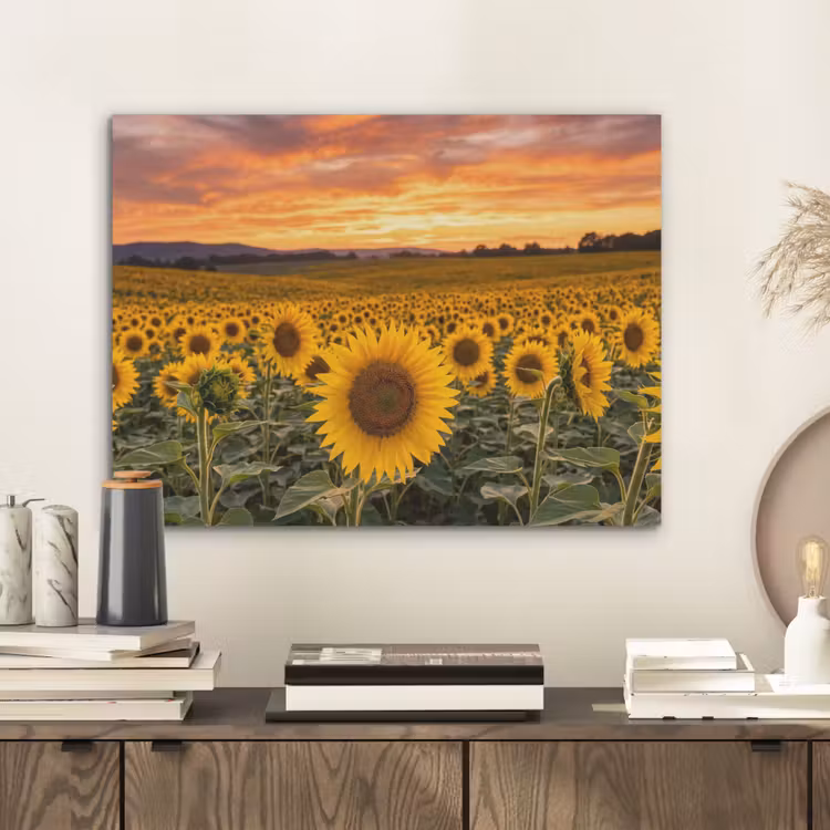 Zonnebloemen - Heuvellandschap - Geel PET vilt klein -sfeer1