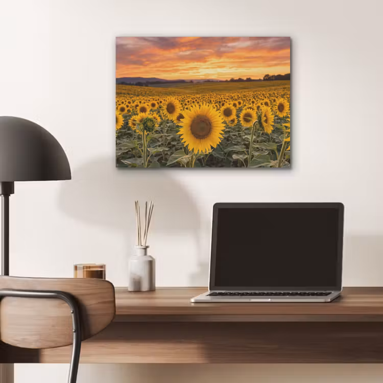 Zonnebloemen - Heuvellandschap - Geel PET vilt klein -sfeer5