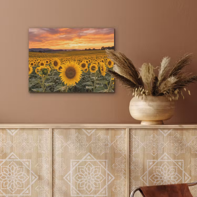 Zonnebloemen - Heuvellandschap - Geel PET vilt klein -sfeer4