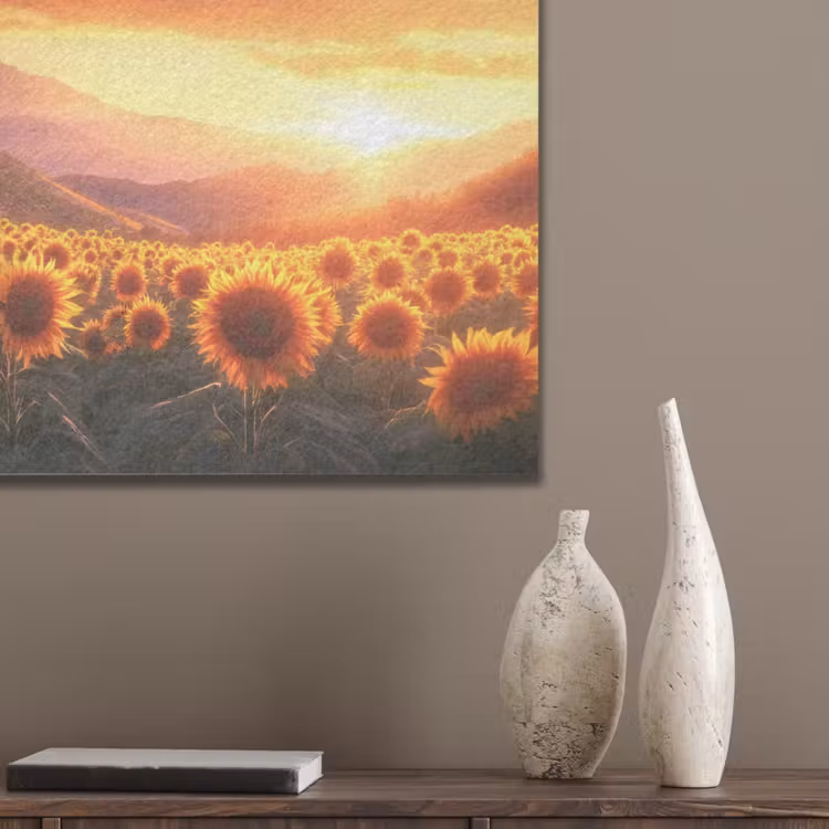 Zonnebloemen - Zonsondergang - Landschap PET vilt klein -sfeer6_closeup
