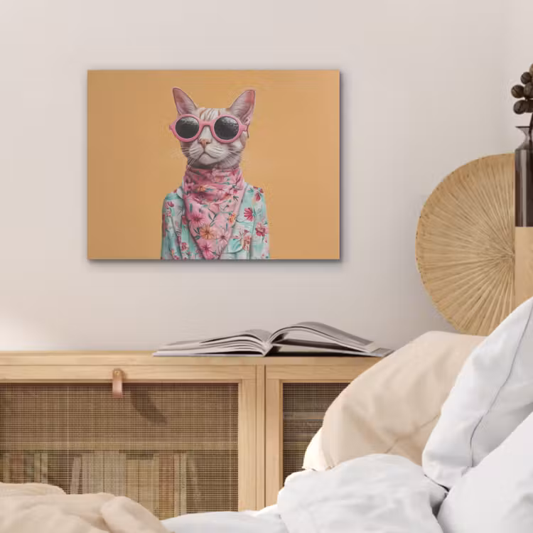 Zonnebril - Kat - Sjaal - Bloemen PET vilt klein -sfeer3