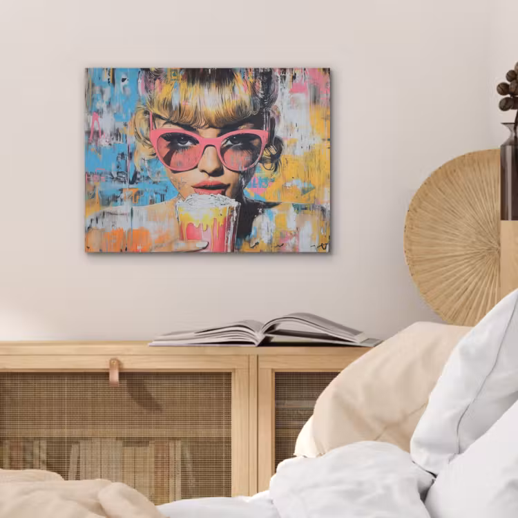 Zonnebril - Vrouw - Kleurrijk - Verfspetters PET vilt klein -sfeer3