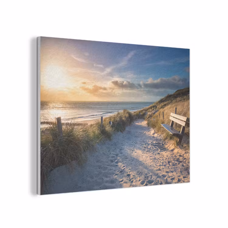 Zonsondergang - Strand - Duin - Gras - Bank PET vilt klein -3d