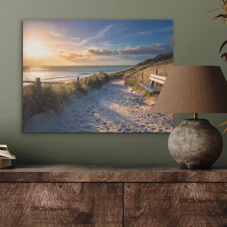 Zonsondergang - Strand - Duin - Gras - Bank PET vilt klein -sfeer2