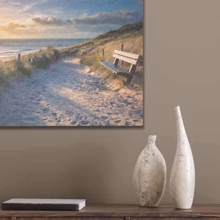 Zonsondergang - Strand - Duin - Gras - Bank PET vilt klein -sfeer6_closeup