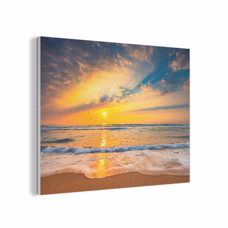 Zonsondergang - Strand - Zee - Wolken - Oranje PET vilt klein -3d