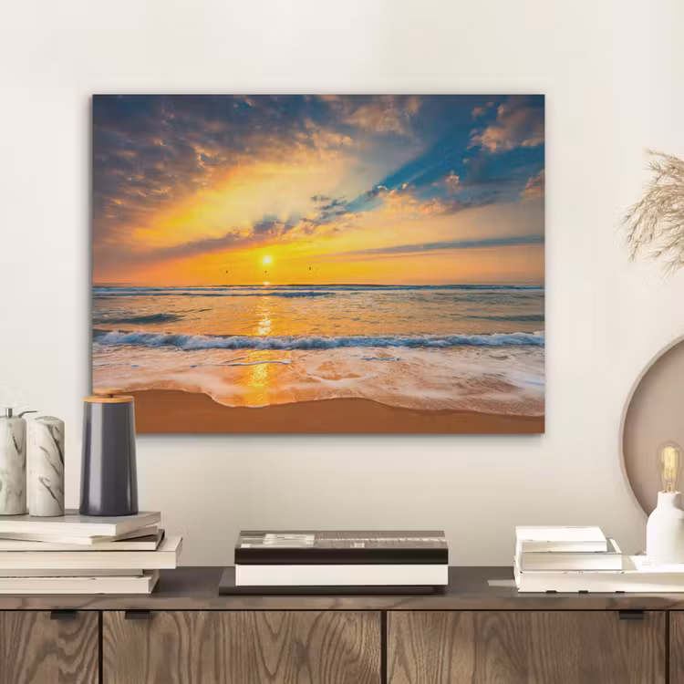 Zonsondergang - Strand - Zee - Wolken - Oranje PET vilt klein -sfeer1