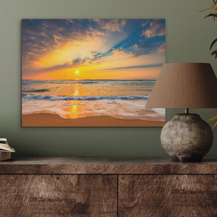 Zonsondergang - Strand - Zee - Wolken - Oranje PET vilt klein -sfeer2