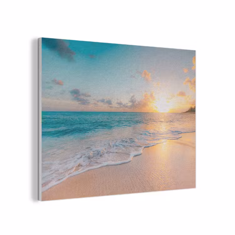 Zonsondergang - Strand - Zee - Zomer - Blauw PET vilt klein -3d