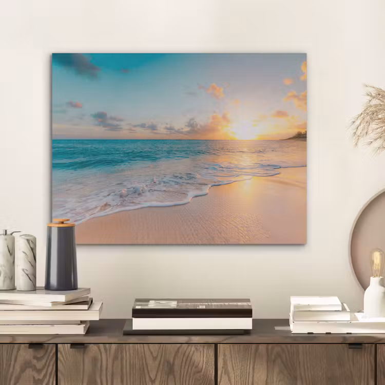 Zonsondergang - Strand - Zee - Zomer - Blauw PET vilt klein -sfeer1