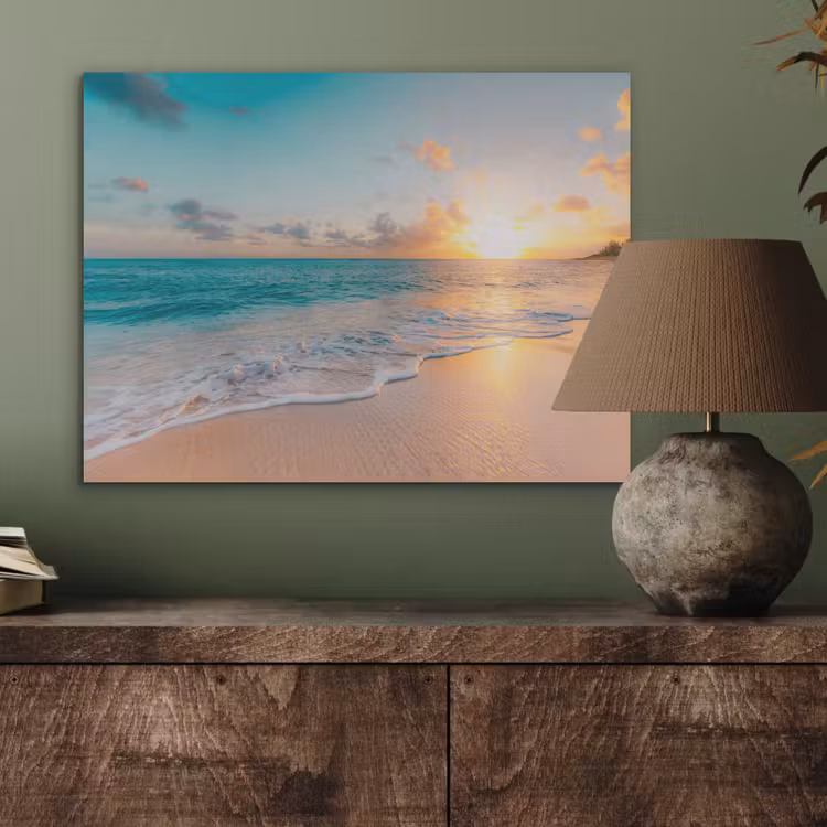 Zonsondergang - Strand - Zee - Zomer - Blauw PET vilt klein -sfeer2
