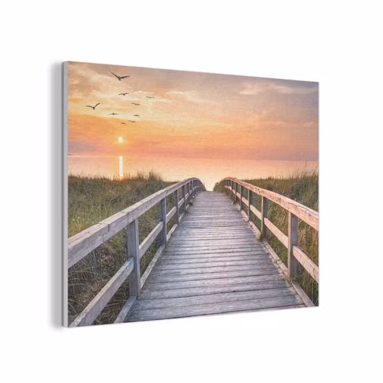 Zonsonderang - Zee - Pad - Gras - Duin - Vogels PET vilt klein -3d