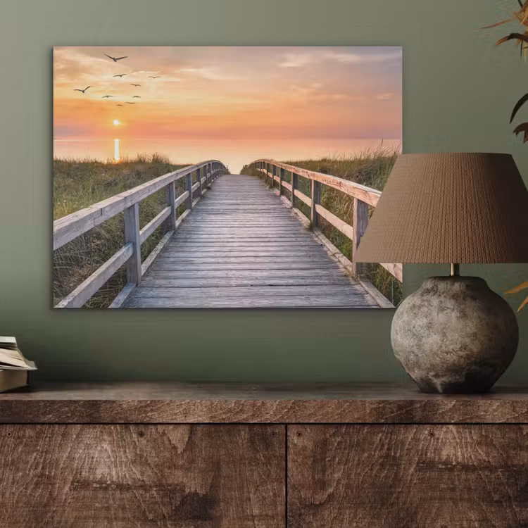 Zonsonderang - Zee - Pad - Gras - Duin - Vogels PET vilt klein -sfeer2