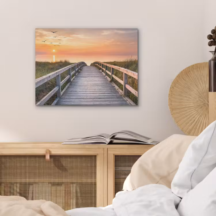 Zonsonderang - Zee - Pad - Gras - Duin - Vogels PET vilt klein -sfeer3