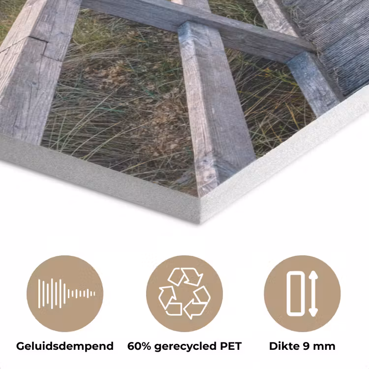 Zonsonderang - Zee - Pad - Gras - Duin - Vogels PET vilt klein -closeup_NL