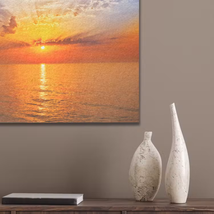 Zonsondergang - Zee - Lucht - Oranje - Horizon - Water PET vilt klein -sfeer6_closeup