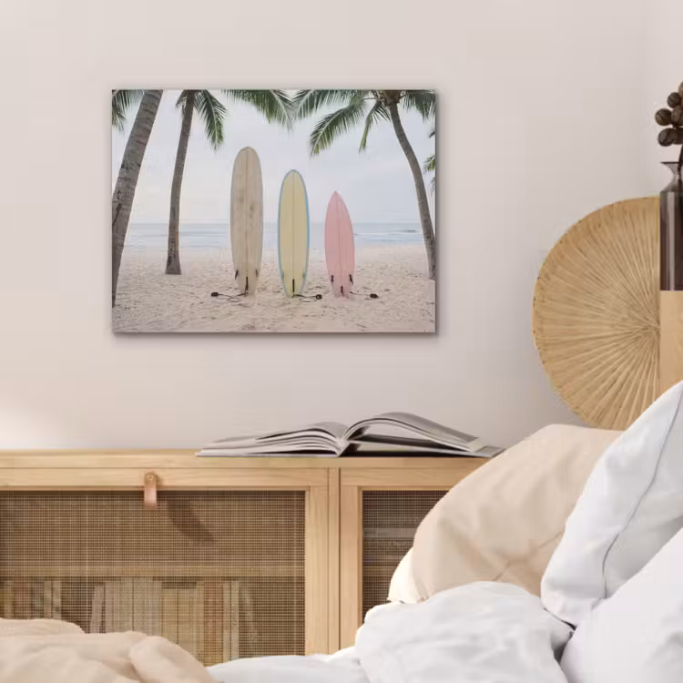 Surfboard - Palmbomen - Kleurrijk PET vilt klein -sfeer3