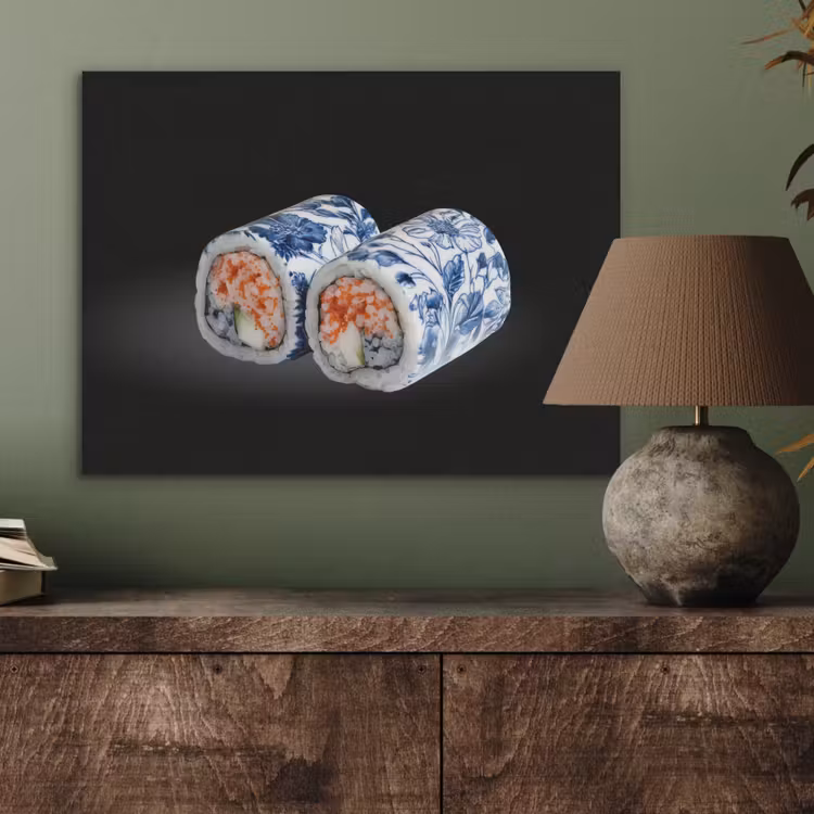 Sushi - Delfts blauw - Rijst - Vis - Elegant PET vilt klein -sfeer2