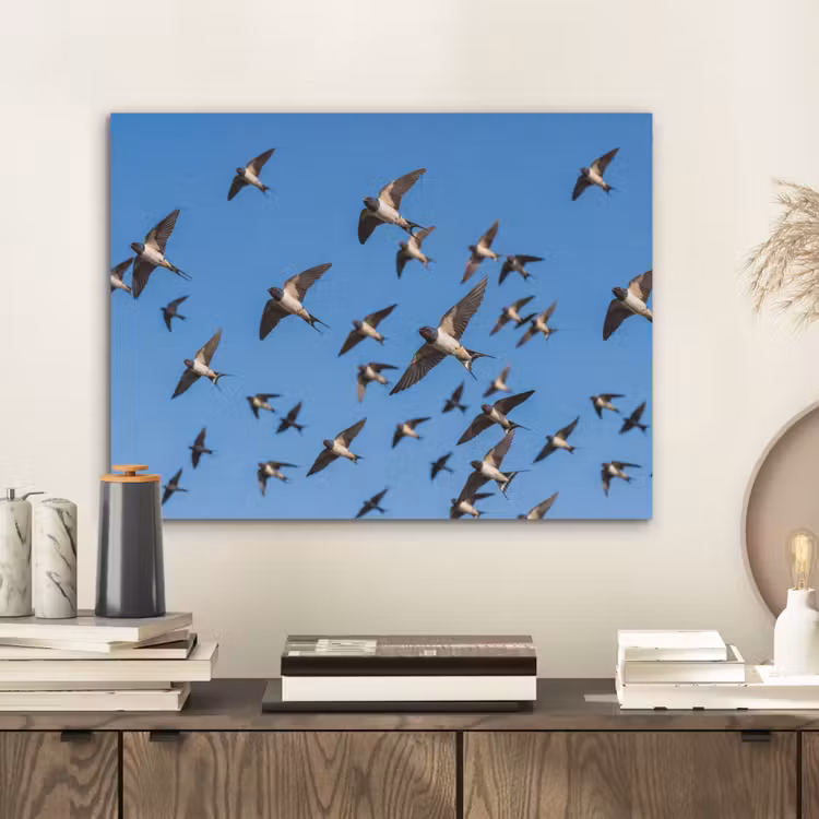 Zwaluwen - Vliegen - Blauw PET vilt klein -sfeer1