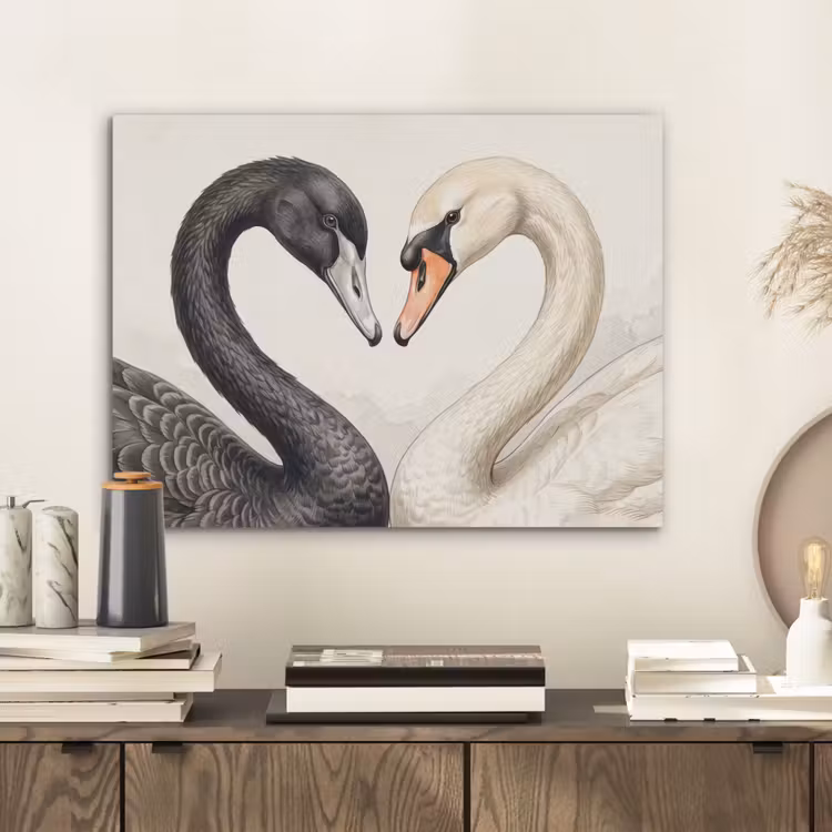 Zwanen - Hartvorm - Dieren PET vilt klein -sfeer1