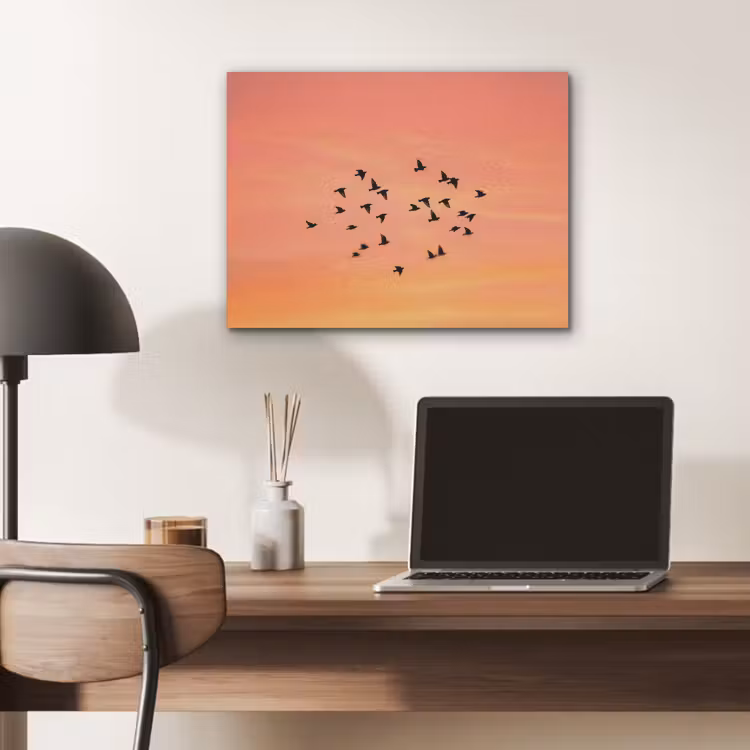 Zwerm - Vogels - Oranje PET vilt klein -sfeer5
