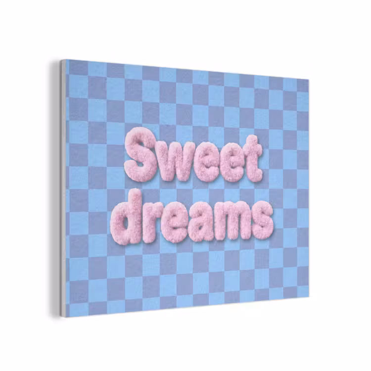 Sweet dreams - Vierkanten - Roze - Blauw PET vilt klein -3d