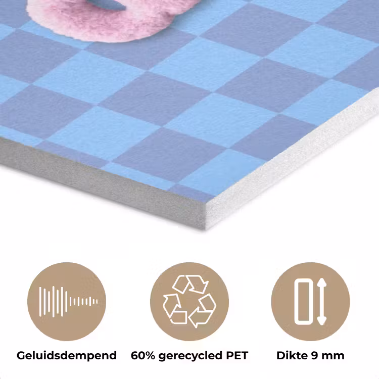 Sweet dreams - Vierkanten - Roze - Blauw PET vilt klein -closeup_NL