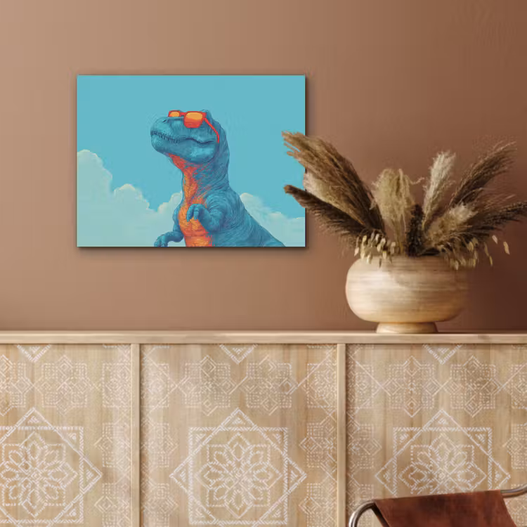 T-Rex - Blauw - Wolken - Zonnebril PET vilt klein -sfeer4