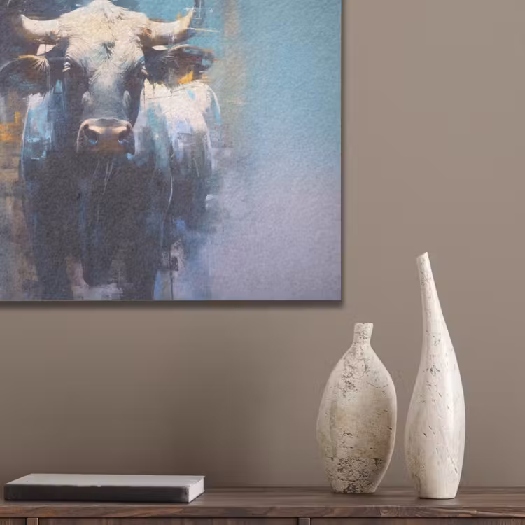 Stier - Zwart - Abstract - Horens PET vilt klein -sfeer6_closeup