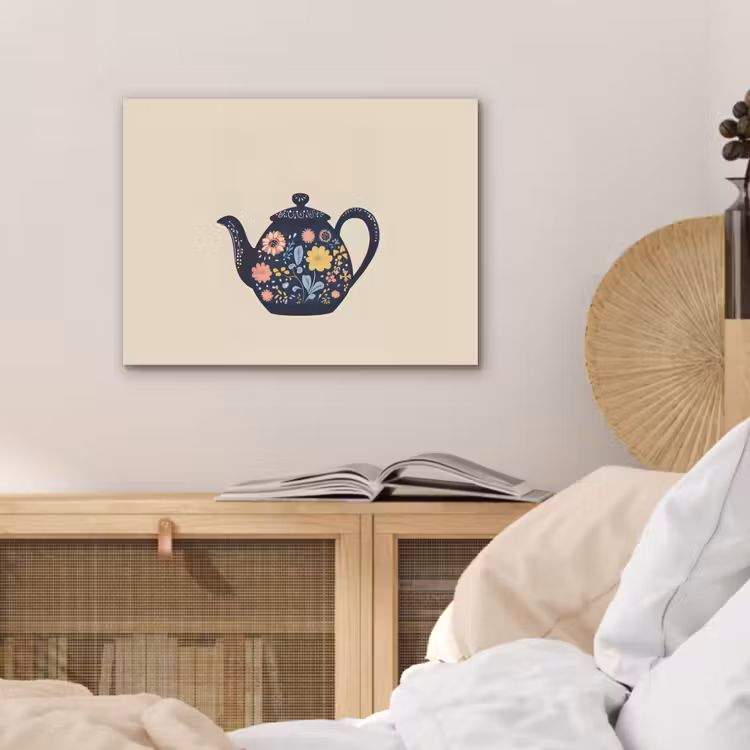 Theepot - Kleurrijk - Bloemen PET vilt klein -sfeer3