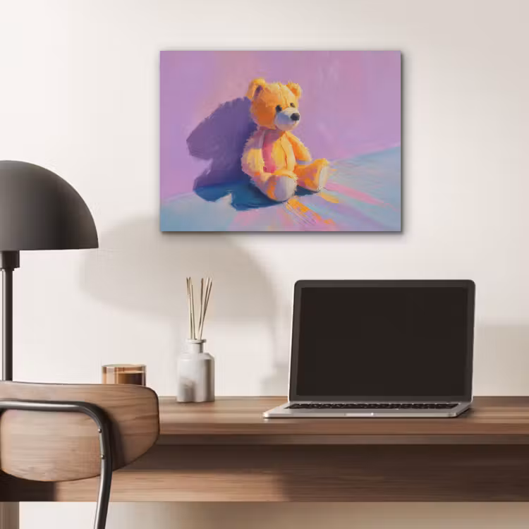 Teddybeer - Schaduw - Penseelstreken - Paars PET vilt klein -sfeer5