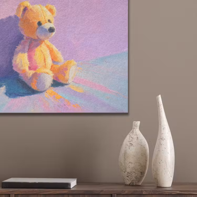 Teddybeer - Schaduw - Penseelstreken - Paars PET vilt klein -sfeer6_closeup