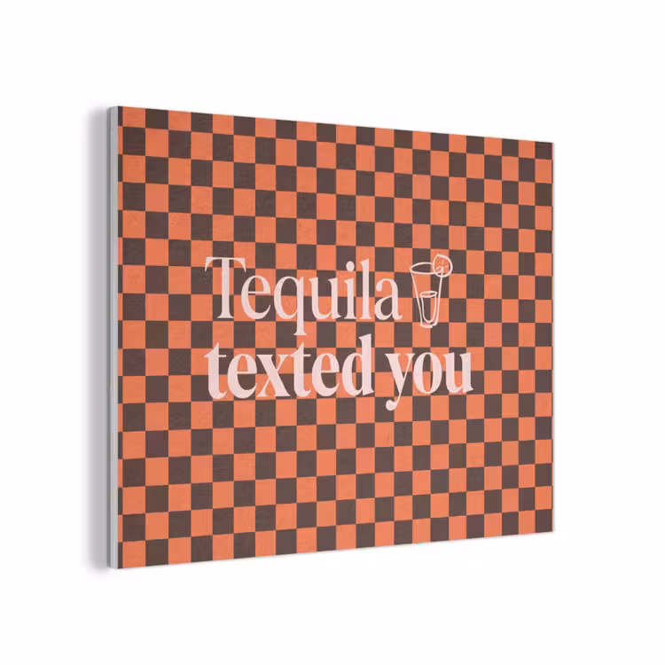 Tequila texted you - Glas - Vierkanten - Oranje PET vilt klein -3d