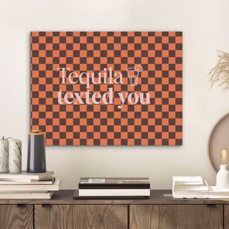 Tequila texted you - Glas - Vierkanten - Oranje PET vilt klein -sfeer1