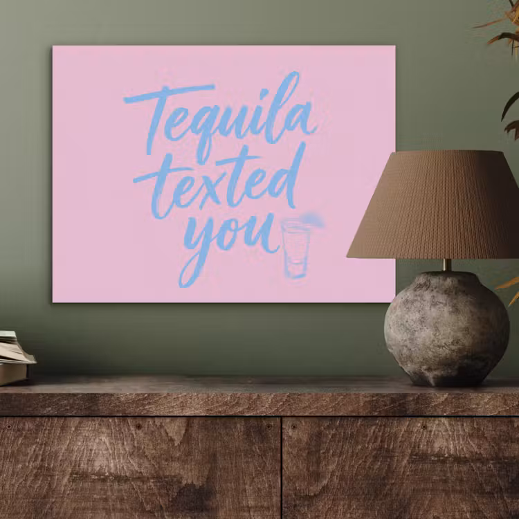 Tequila texted you - Roze - Blauw PET vilt klein -sfeer2